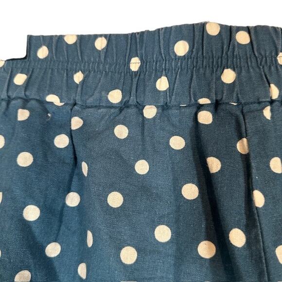 J. Crew Blue & White Polka Dot Linen Blend Belted Dressy Shorts Women Sz 8 - Picture 8 of 10